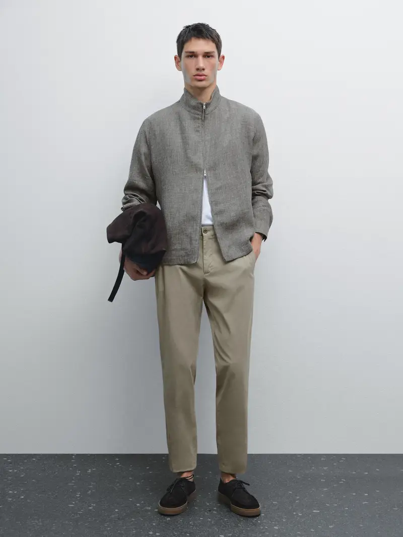 Pantaloni Slim Fit In Misto Cotone - Verde - - Massimo Dutti - Maschile