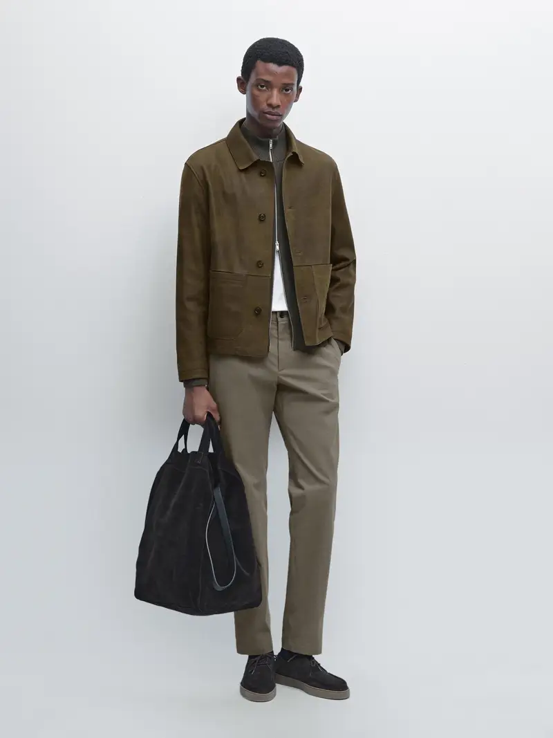 Pantaloni Slim Fit In Misto Cotone - Verde - - Massimo Dutti - Maschile