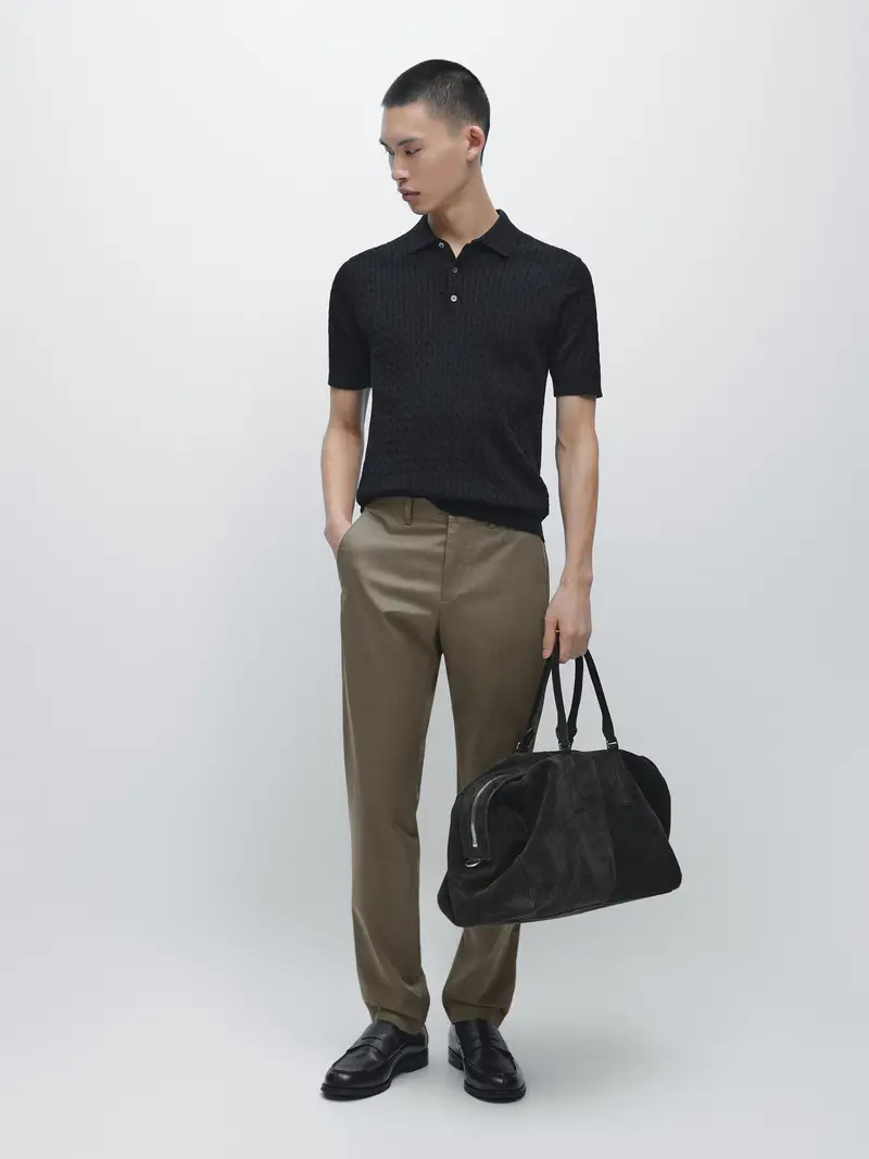 Pantaloni Slim Fit In Misto Cotone - Verde - - Massimo Dutti - Maschile