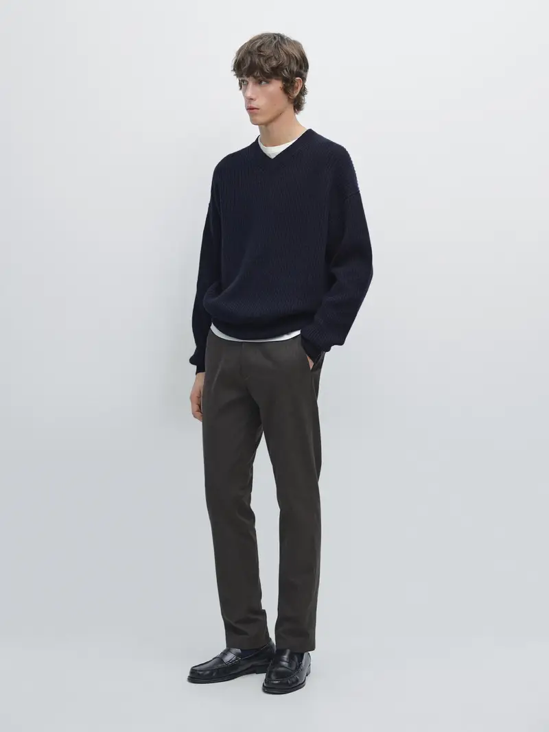 Pantaloni Slim Fit In Twill - Grigio - - Massimo Dutti - Maschile