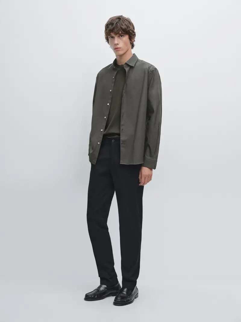 Pantaloni Slim Fit In Twill - Nero - - Massimo Dutti - Maschile