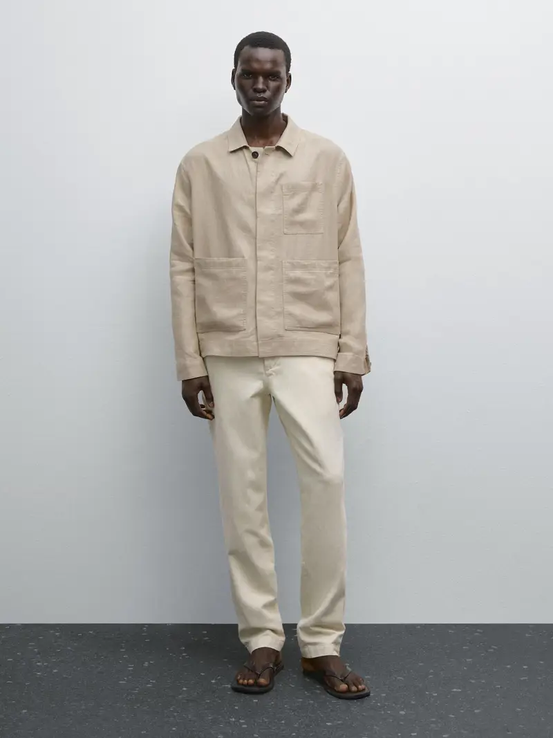 Pantaloni Tapered Fit - Ecru - - Massimo Dutti - Maschile