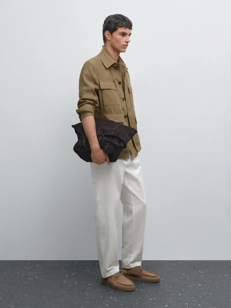 Pantaloni Tapered Fit - Ecru - - Massimo Dutti - Maschile