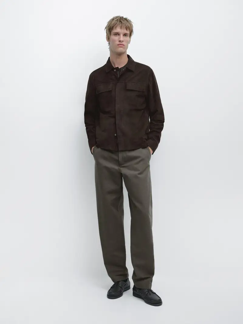Pantaloni Tapered Fit In Cotone - Verde - - Massimo Dutti - Maschile