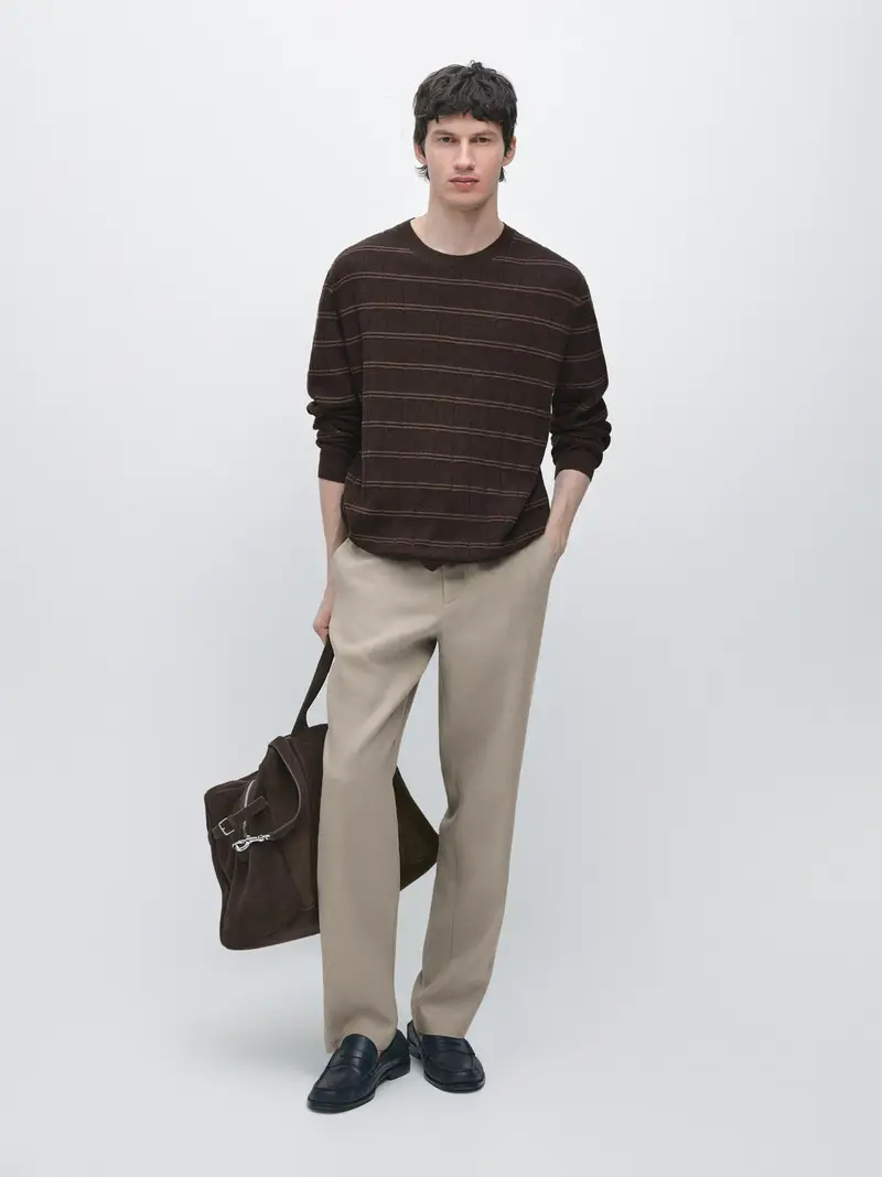 Pantaloni Tapered Fit In Lino - Beige - - Massimo Dutti - Maschile