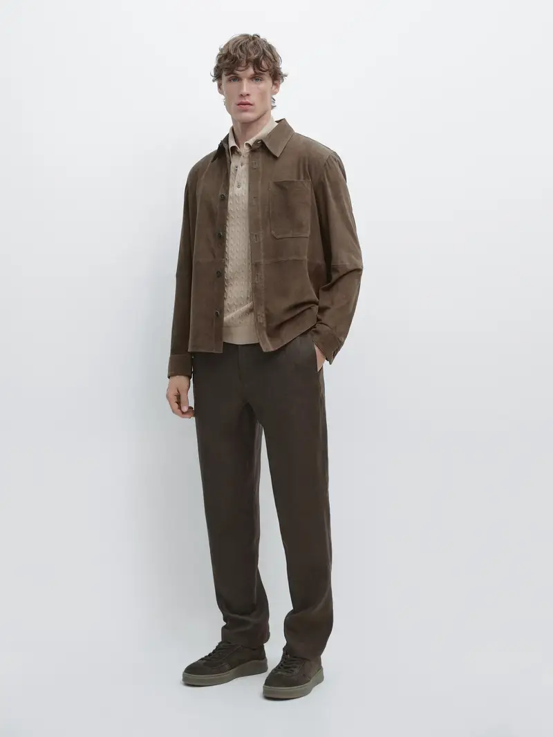 Pantaloni Tapered Fit In Lino - Verde - - Massimo Dutti - Maschile