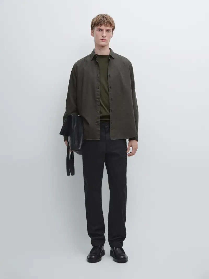 Pantaloni Tapered Fit Smerigliati - Nero - (It 50) - Massimo Dutti - Maschile