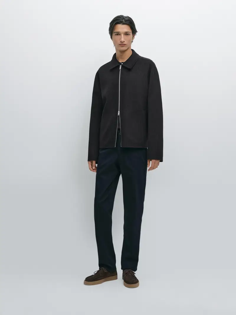 Pantaloni Testurizzati Slim Fit - Blu Marino - - Massimo Dutti - Maschile