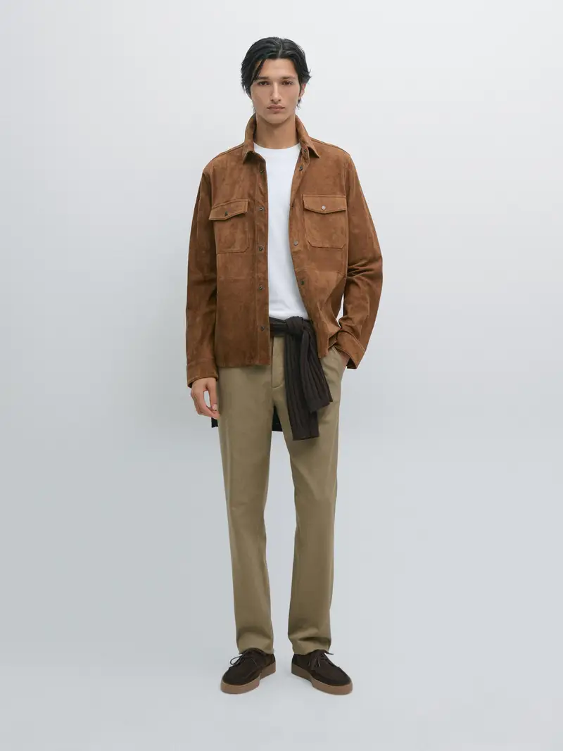 Pantaloni Testurizzati Slim Fit - Marrone Tostato - - Massimo Dutti - Maschile