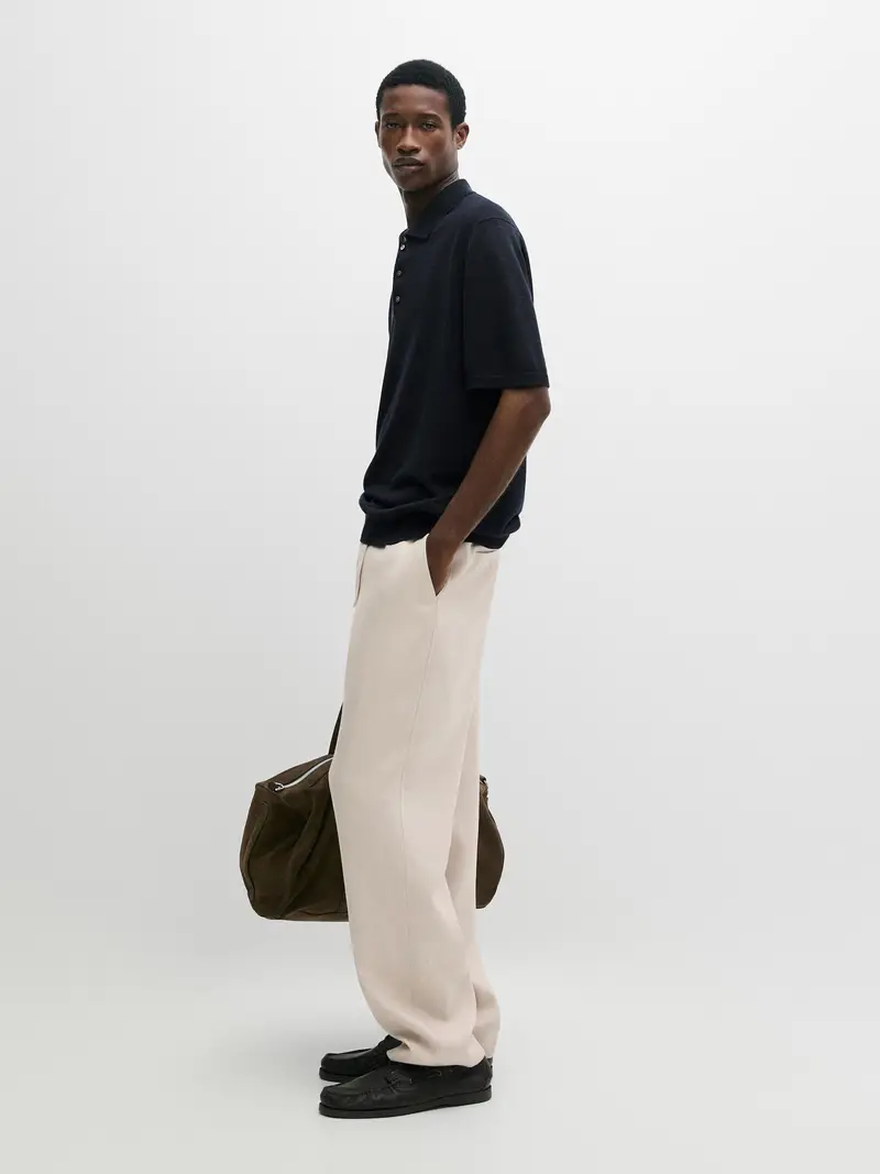 Pantaloni Total Look Con Dettaglio In Vita In Lino - Beige - - Massimo Dutti - Maschile