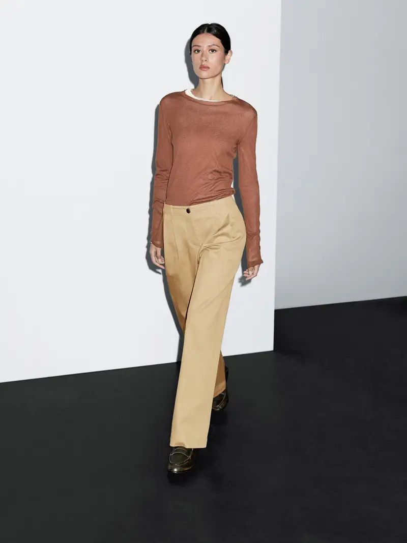 Pantaloni Wide Leg - Cammello - (It 38) - Massimo Dutti - Femminile