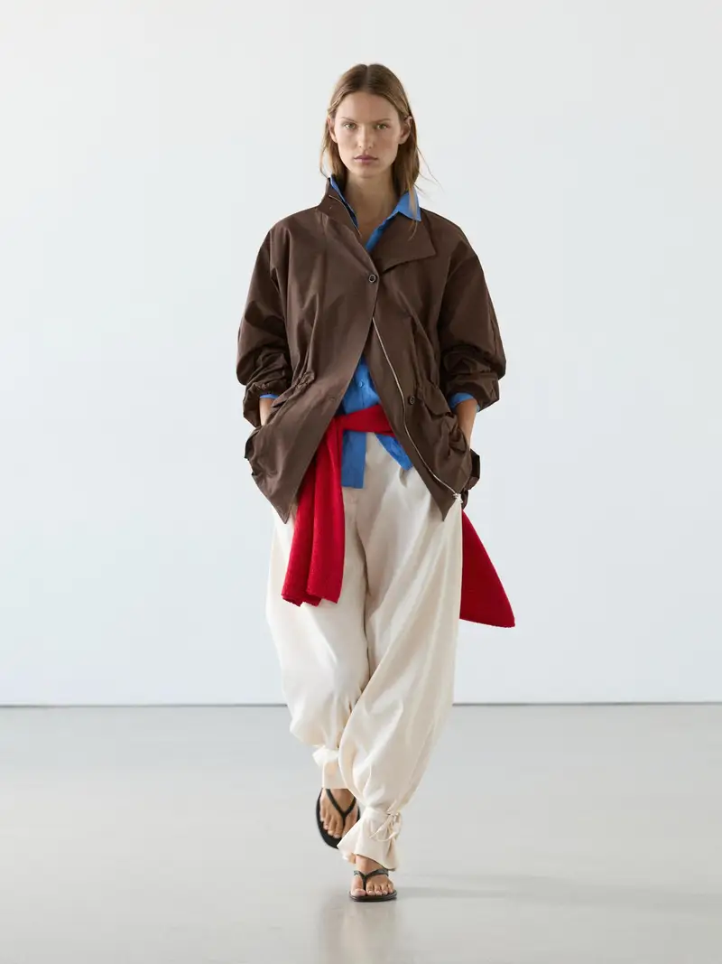 Parka Imbottita Con Dettaglio Sul Collo - Marrone Topo - - Massimo Dutti - Femminile