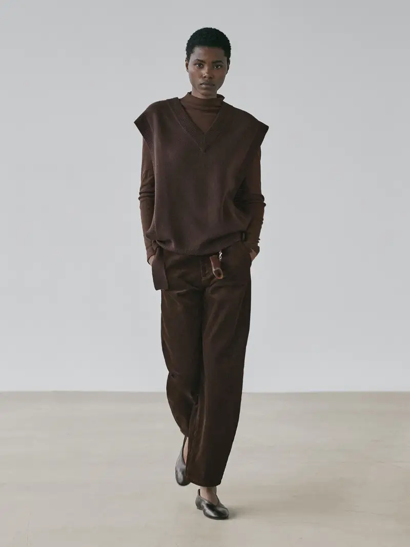 Pettorina Con Scollo A V E Fiocchi - Marrone - - Massimo Dutti - Femminile