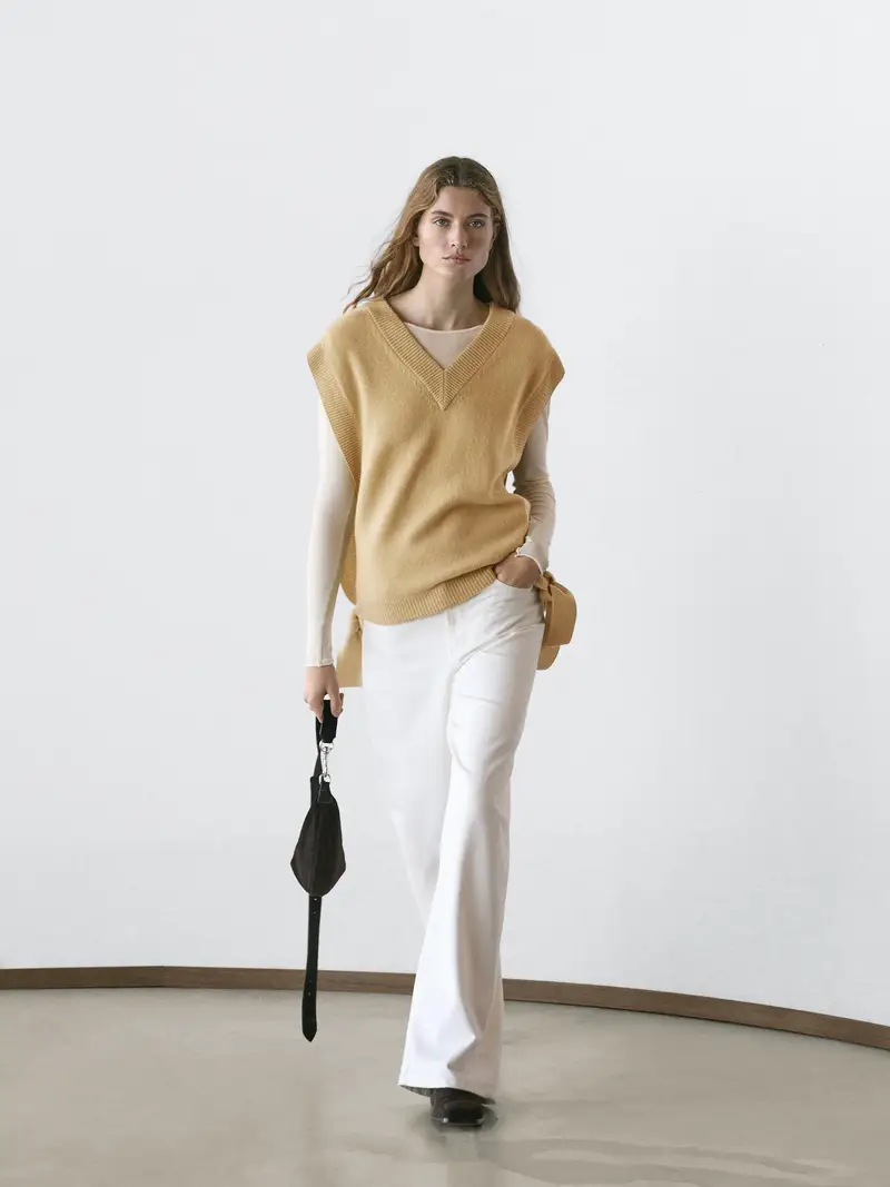 Pettorina Con Scollo A V E Fiocchi - Verde - - Massimo Dutti - Femminile