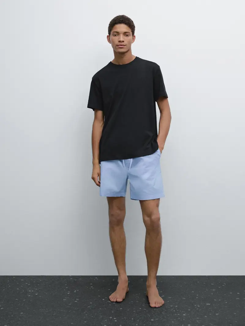 Pigiama Con Maglietta A Maniche Corte E Pantaloni A Righe - Azzurro - - Massimo Dutti - Maschile