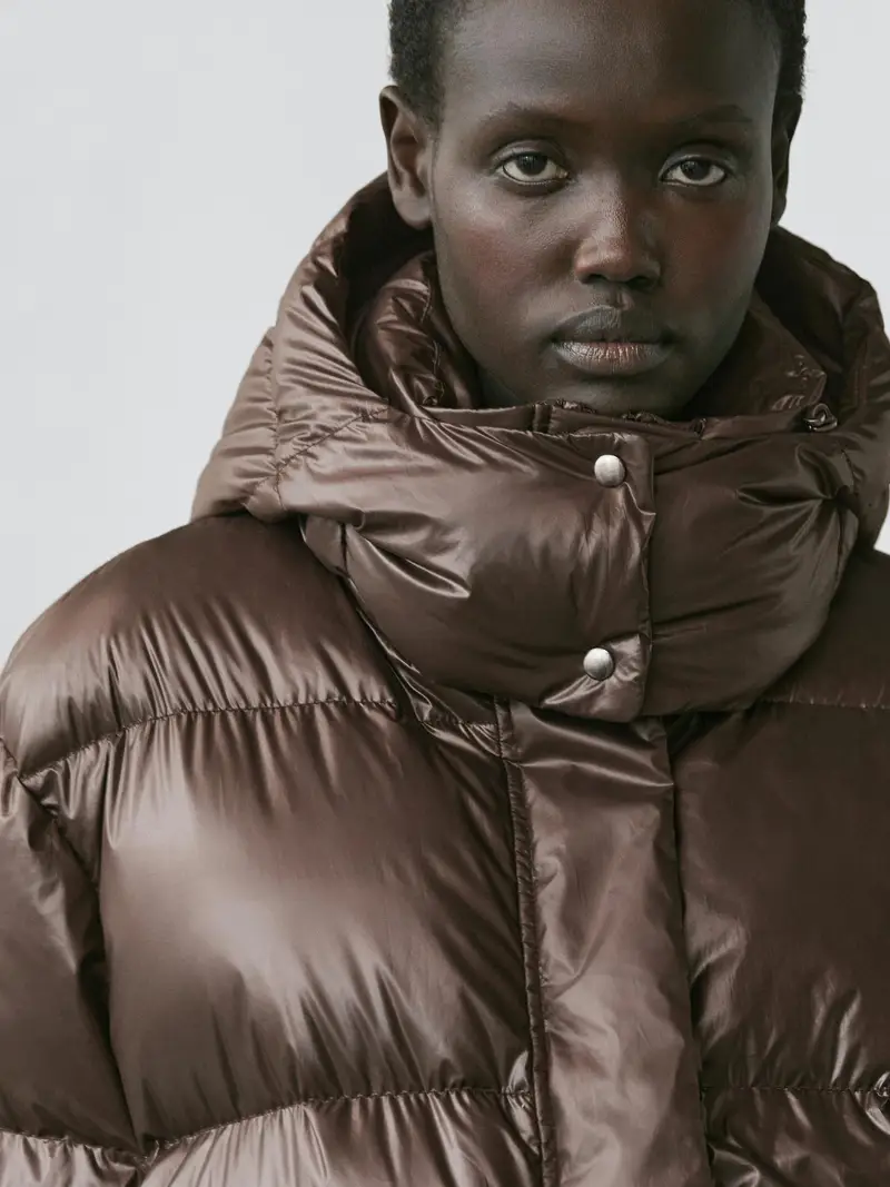 Piumino Corto Shiny - Marrone - - Massimo Dutti - Femminile