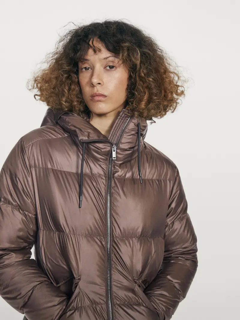 Piumino Lucido Water Repellent - Marrone - - Massimo Dutti - Femminile