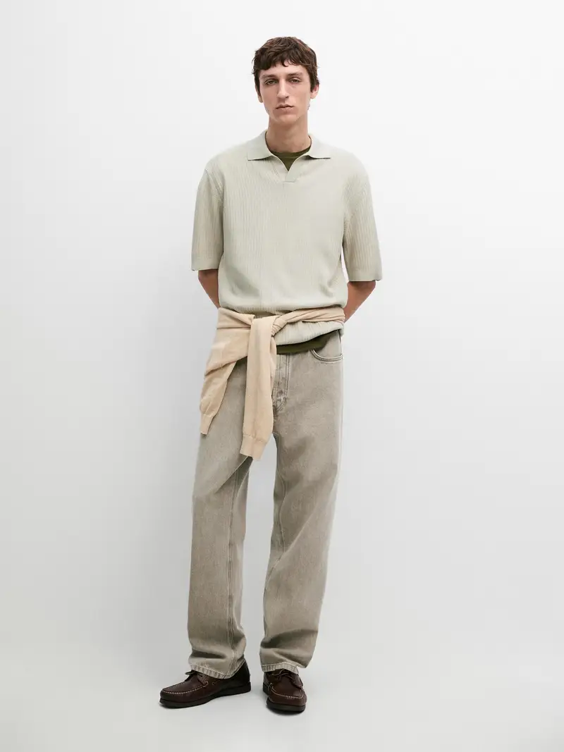 Polo In Maglia Regular Cotone - Verde - - Massimo Dutti - Maschile