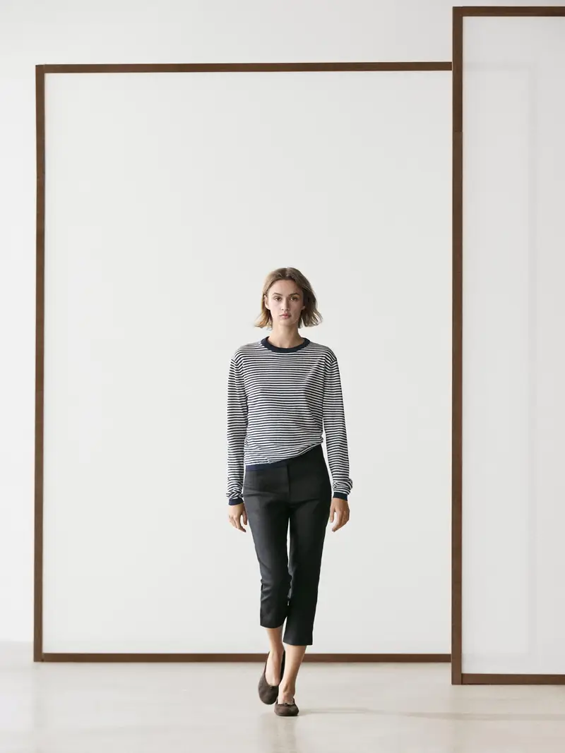 Pullover A Righe In Maglia Di Cotone E Seta - Blu Marino - - Massimo Dutti - Femminile