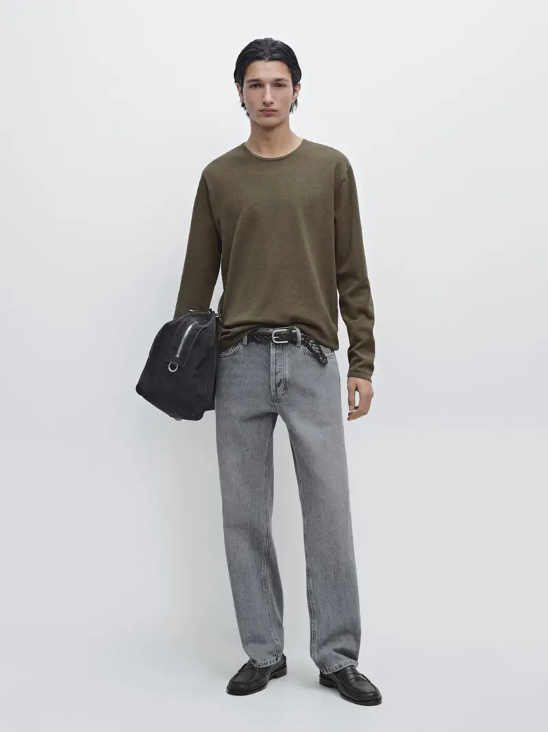 Pullover In Maglia A Collo Rotondo Di Cotone - Verde - - Massimo Dutti - Maschile