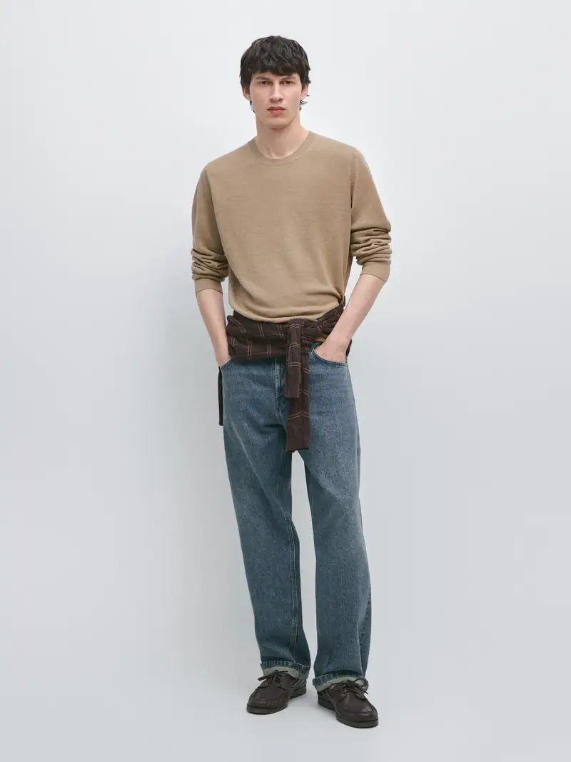 Pullover In Maglia Girocollo Lino - Beige Sabbia - - Massimo Dutti - Maschile