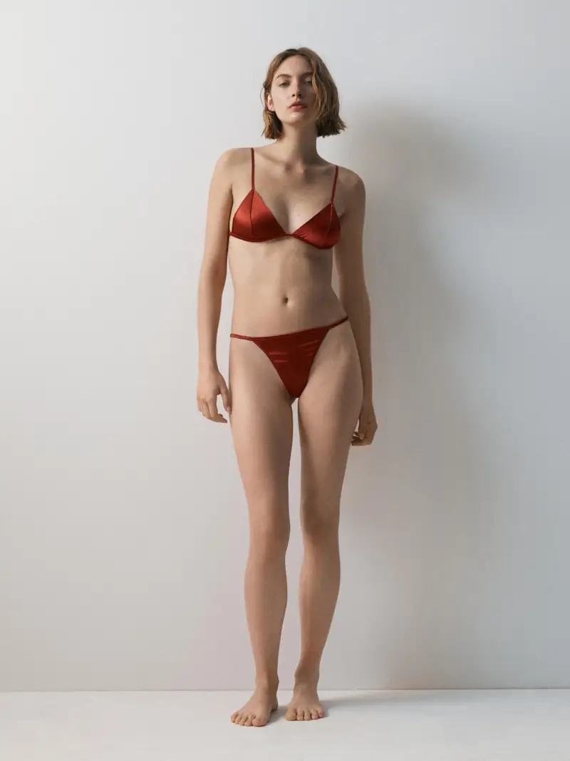 Top A Triangolo In Seta - Rosso - - Massimo Dutti - Femminile