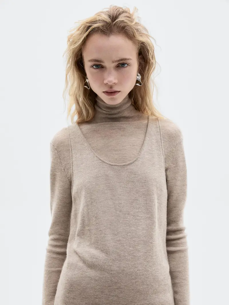 Top Lungo In Maglia Con Spalline 100% Cashmere - Limited - Visone - - Massimo Dutti - Femminile