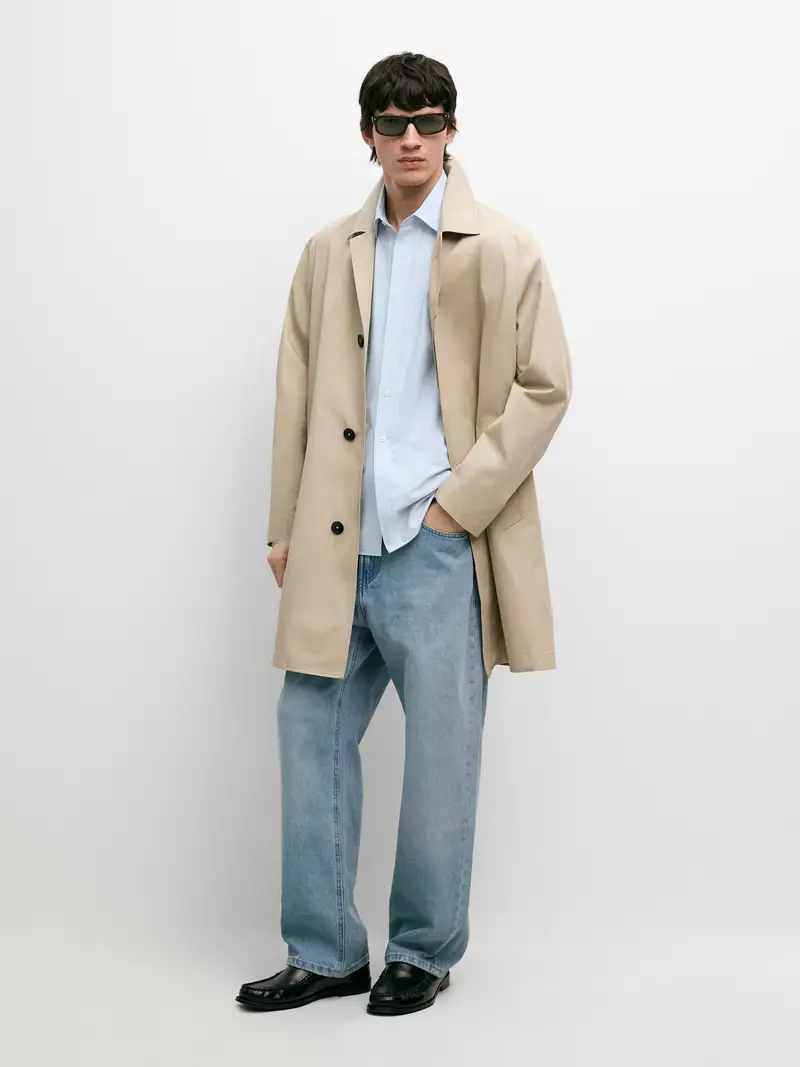 Trench Con Interno A Quadri In Cotone - Beige - - Massimo Dutti - Maschile