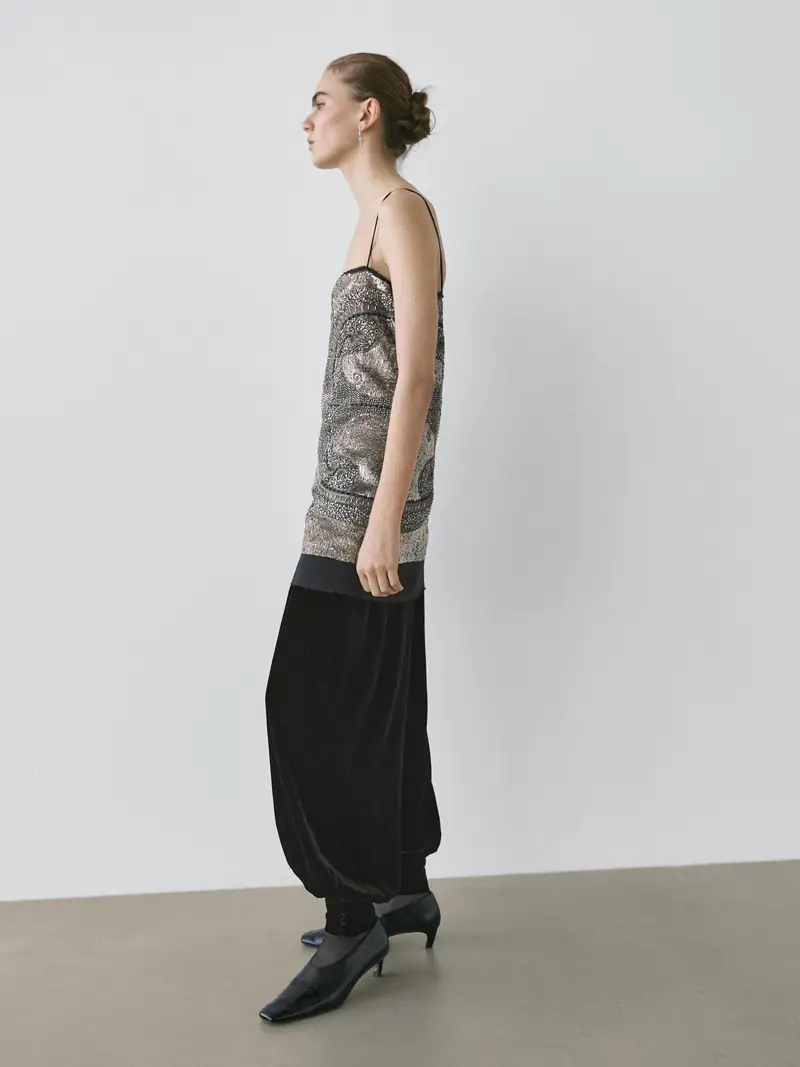 Vestito Corto Con Ricami - Studio - Argento - - Massimo Dutti - Femminile