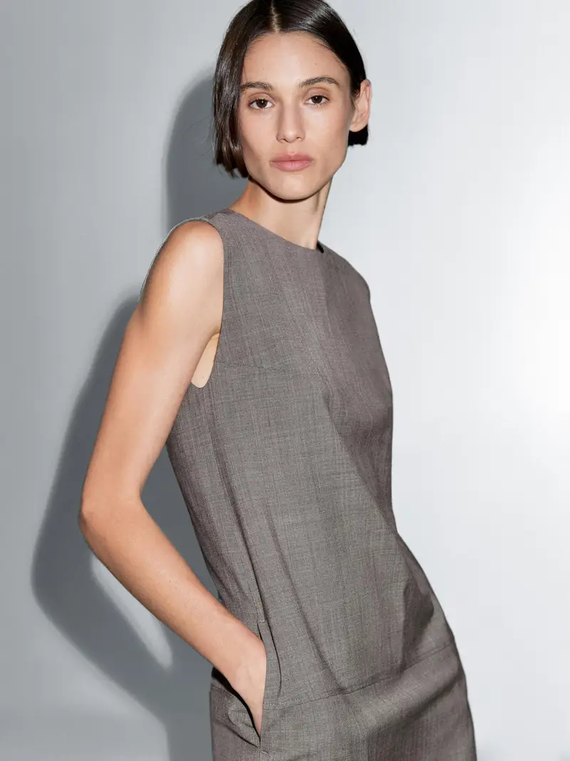 Vestito Corto Mélange - Grigio - (It 46) - Massimo Dutti - Femminile