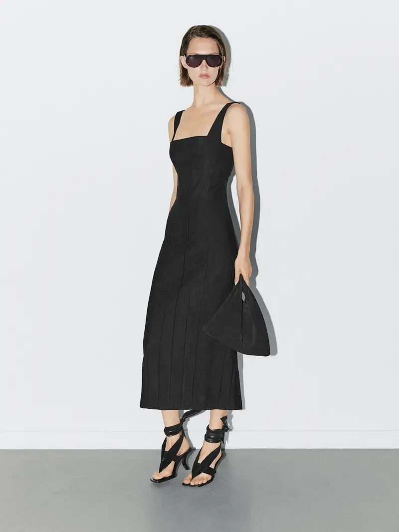 Vestito Midi Attillato - Studio - Nero - - Massimo Dutti - Femminile