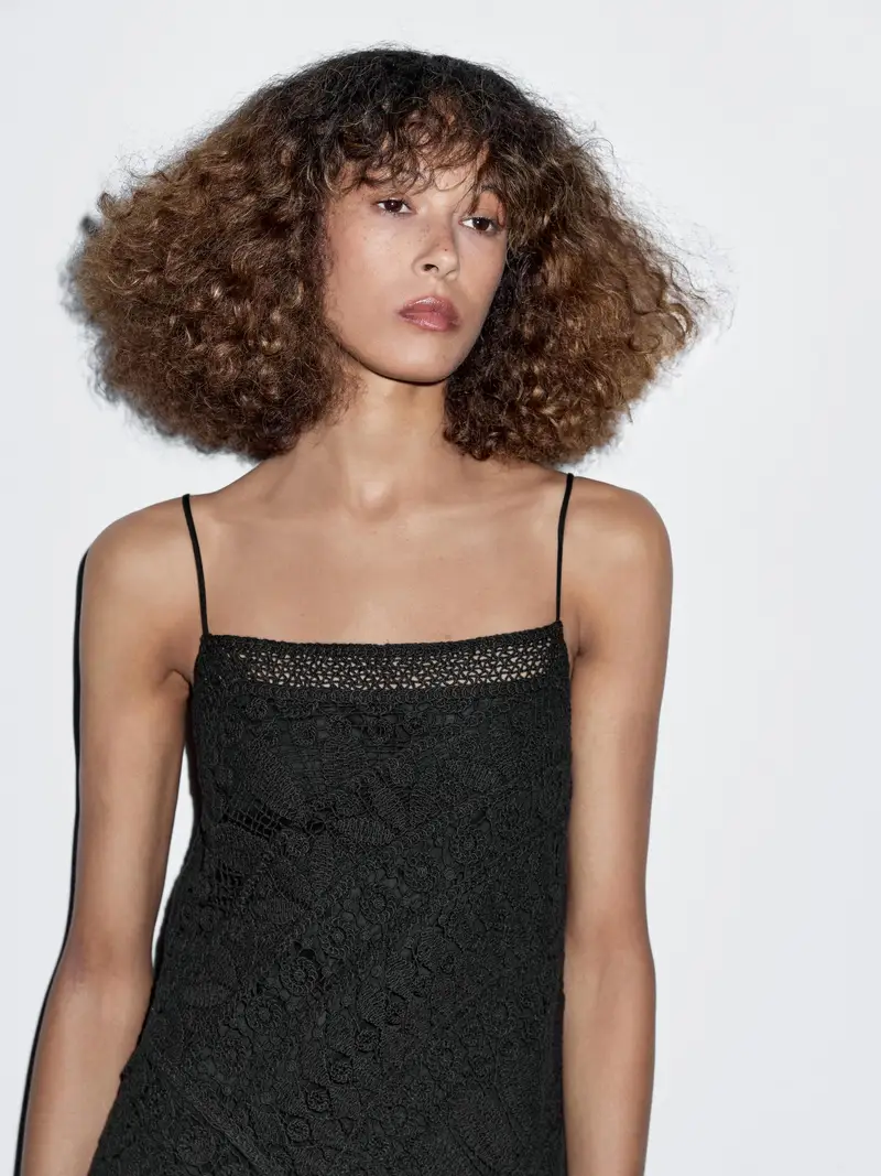 Vestito Midi Crochet 100% Cotone - Nero - (It 42) - Massimo Dutti - Femminile