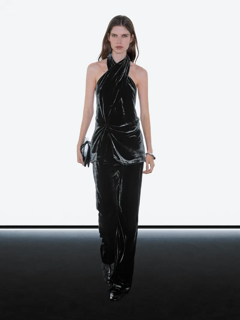 Wide Velvet Trousers - Nero - (It 42) - Massimo Dutti - Female