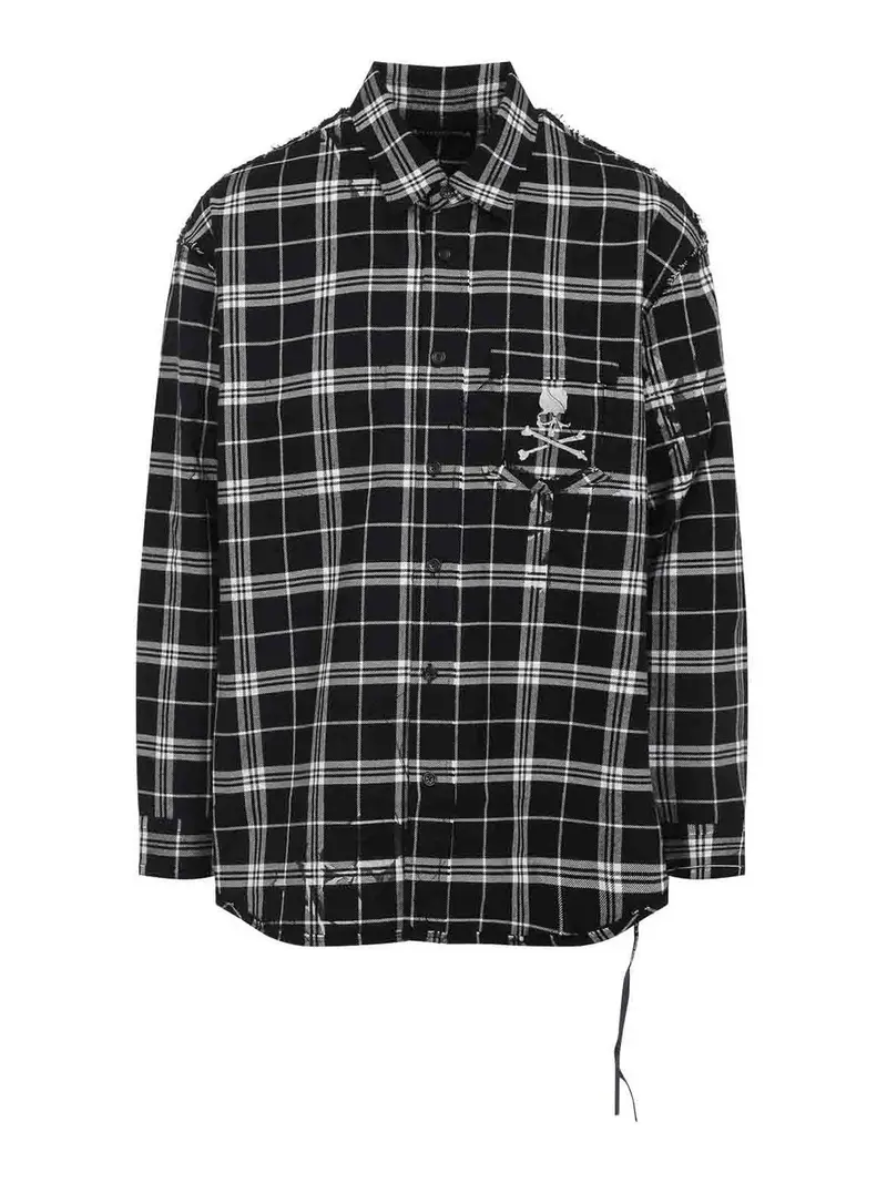 Camicia reversibile a quadro a quadro Nero