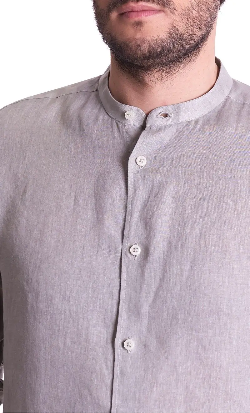 Camicia coreana mastricamiciai in puro lino, colore grigio miniatura 2