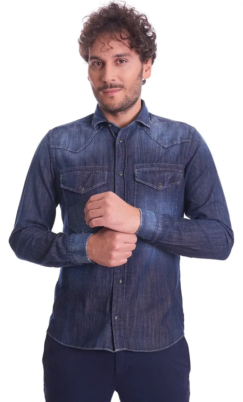Camicia in denim mastricamiciai relaxed fit, colore blu