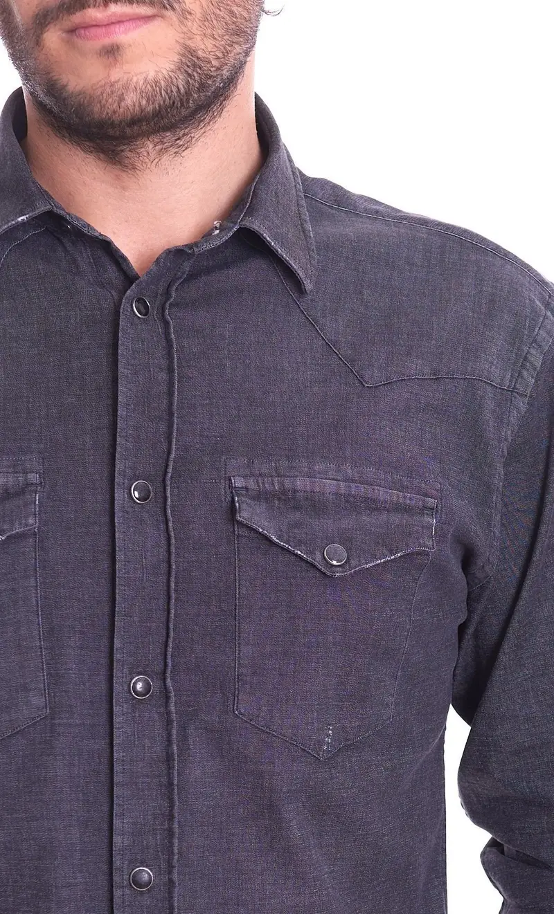 Camicia in denim mastricamiciai relaxed fit, colore grigio miniatura 2