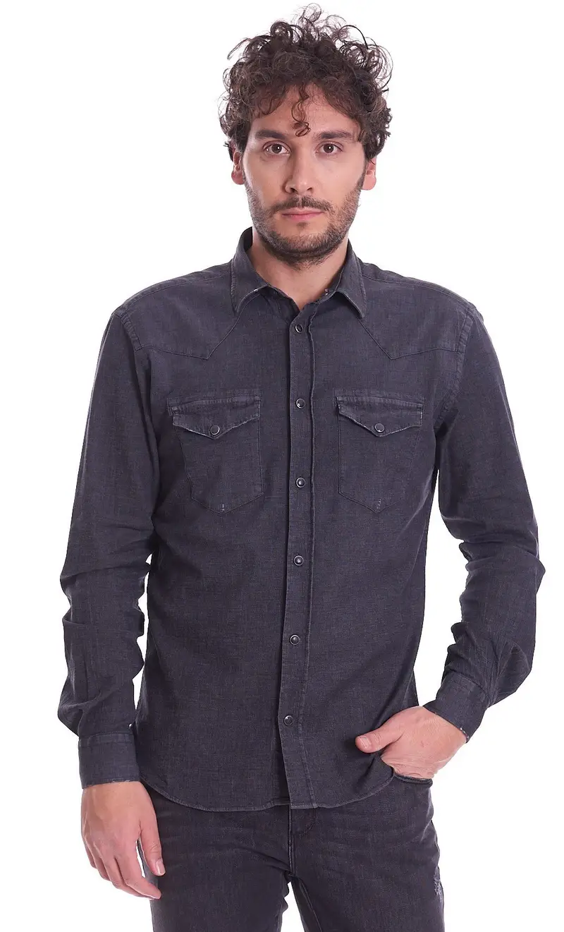 Camicia in denim mastricamiciai relaxed fit, colore grigio