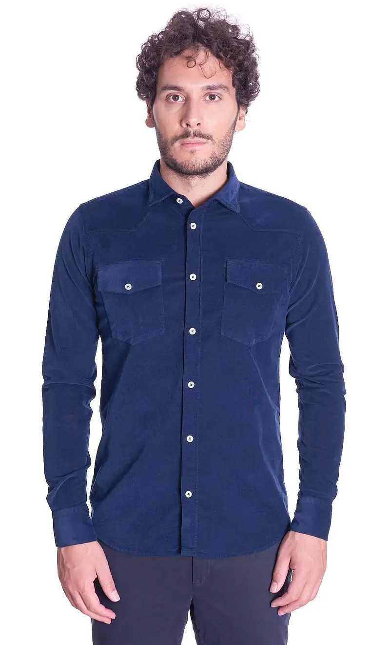 Camicia in velluto mastricamiciai slim fit, colore blu