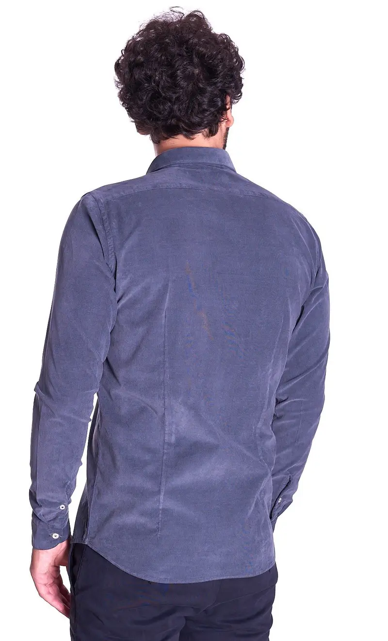 Camicia in velluto mastricamiciai slim fit, colore grigio miniatura 2