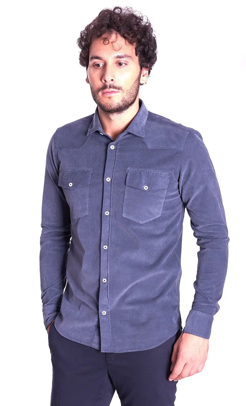 Camicia in velluto mastricamiciai slim fit, colore grigio