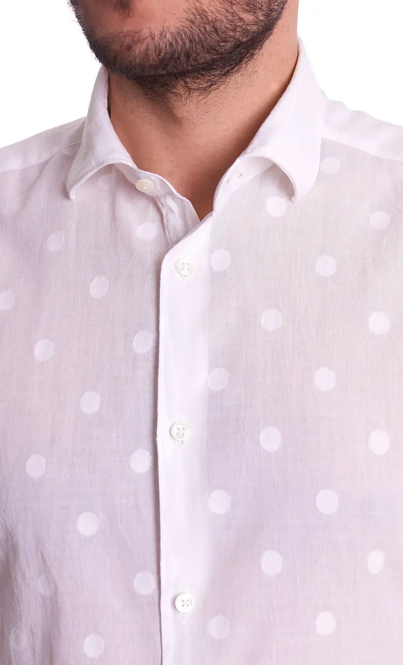 Camicia mastricamiciai a pois slim fit, colore bianco miniatura 2