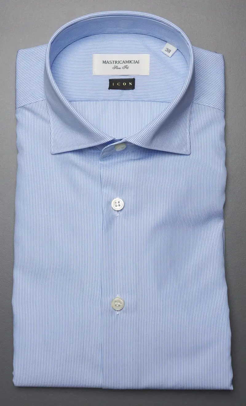 Camicia mastricamiciai micro riga wrinkle free slim fit, colore celeste