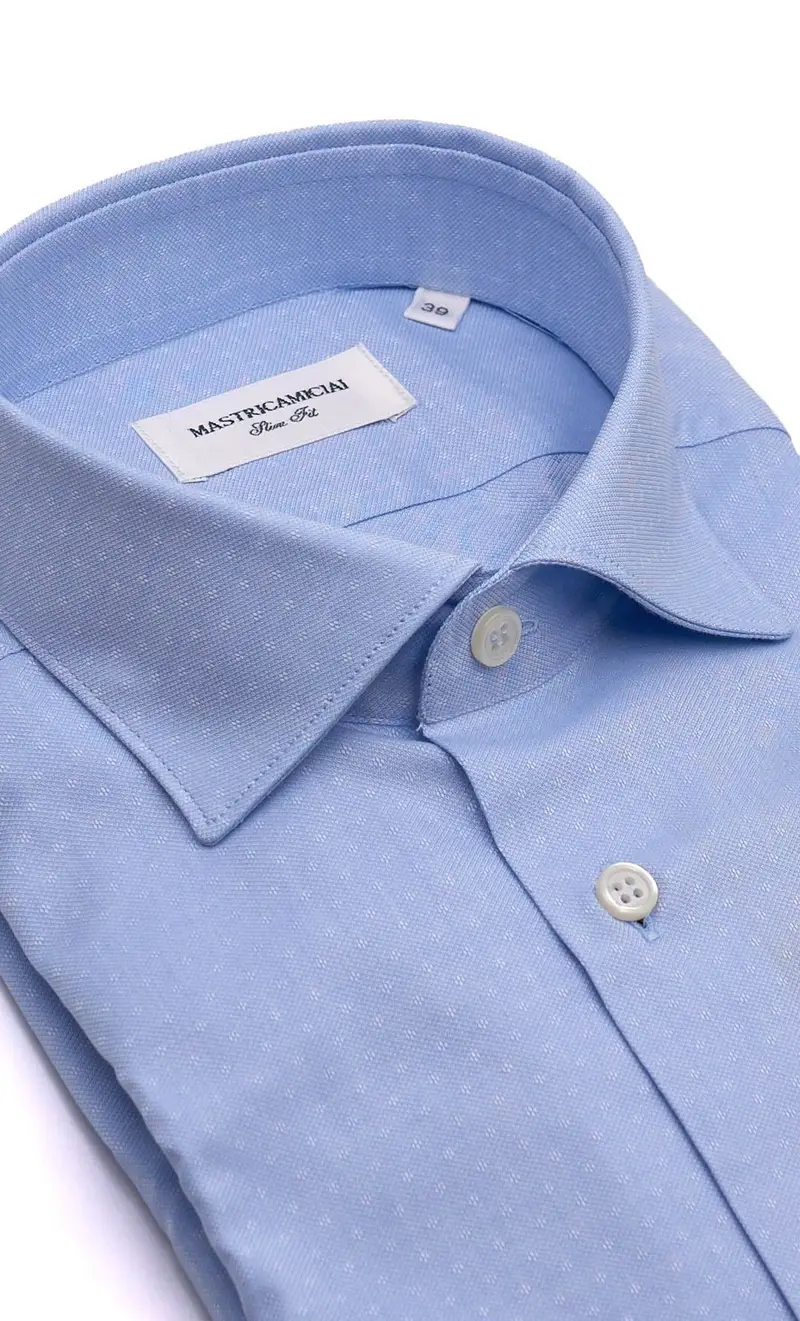 Camicia mastricamiciai microfantasia slim fit celeste, colore celeste miniatura 2