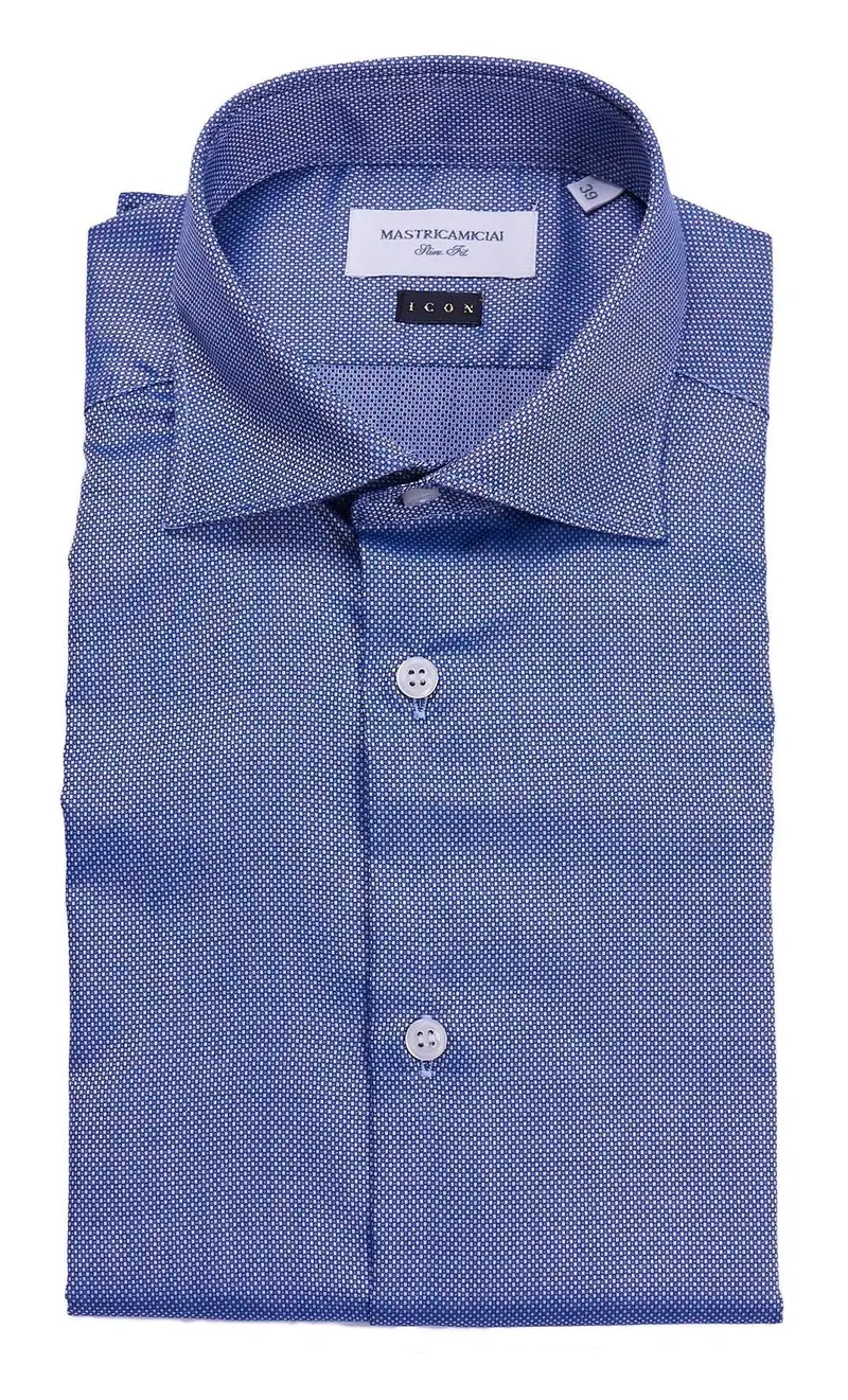 Camicia mastricamiciai microfantasia slim fit, colore azzurro