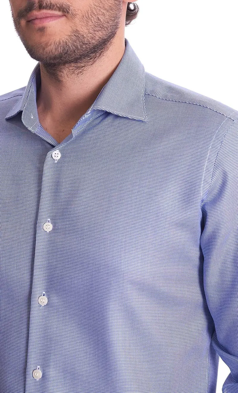 Camicia mastricamiciai microfantasia slim fit, colore celeste miniatura 2