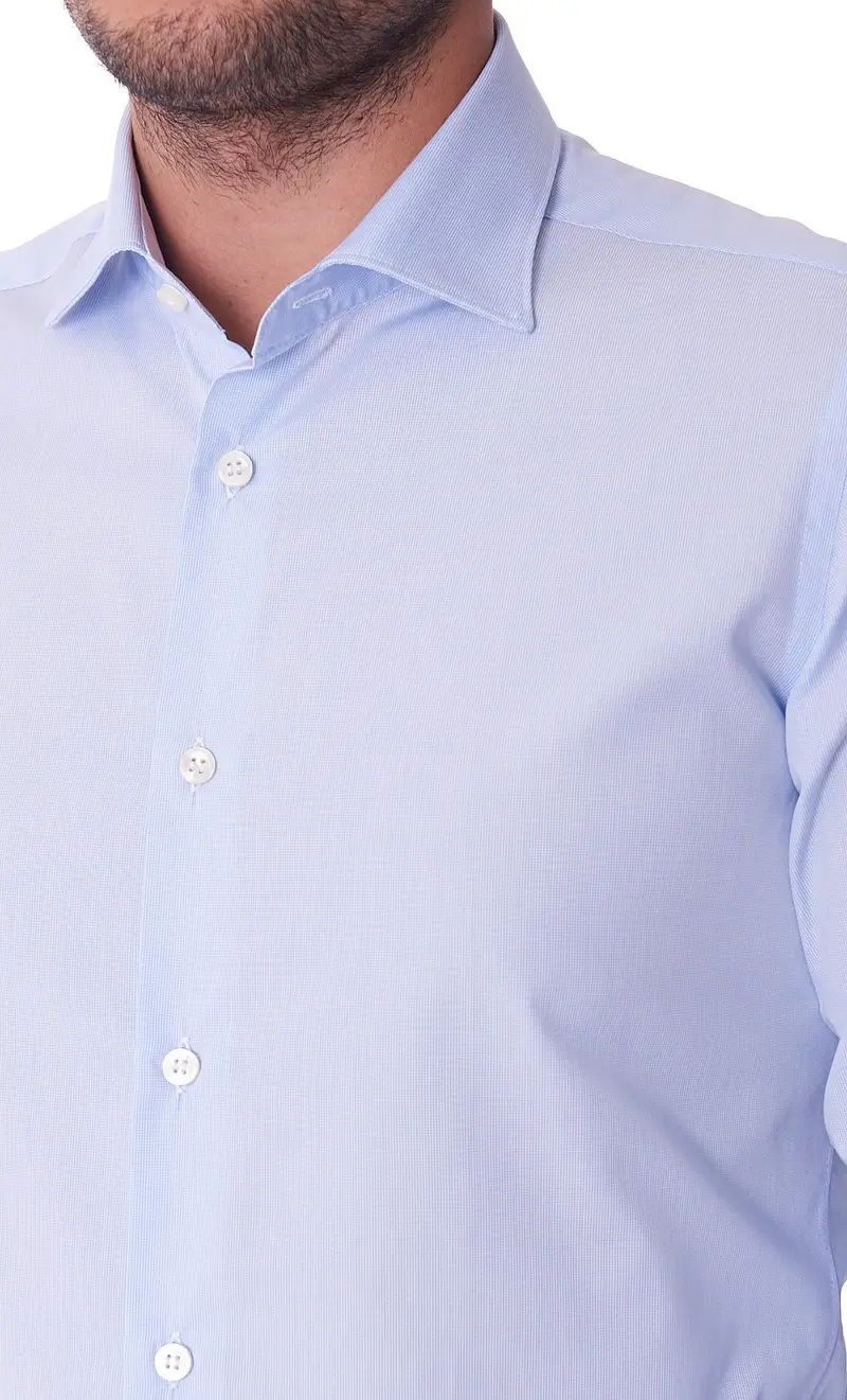 Camicia mastricamiciai microfantasia slim fit, colore celeste miniatura 2