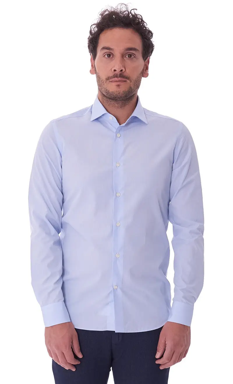 Camicia mastricamiciai microfantasia slim fit, colore celeste