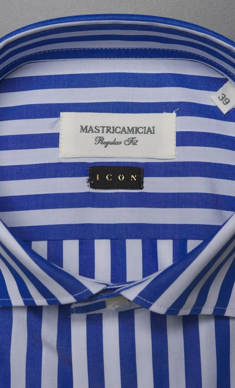 Camicia mastricamiciai riga larga azzurra regular fit, colore azzurro miniatura 2