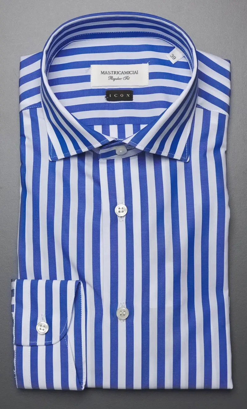 Camicia mastricamiciai riga larga azzurra regular fit, colore azzurro